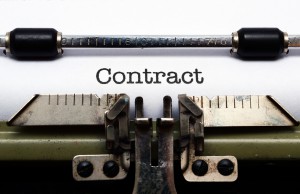 Contract on typewriter